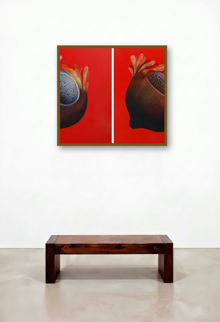 Ankuran 5 (Twin Seeds) by artist Uday Goswami displayed in a Industrial Lounge