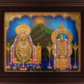 Religious tanjore traditional art titled 'Annamalaiyar Unnamulaiamman Tanjore', 18x24 inches, by artist Myangadi Tanjore on Plywood