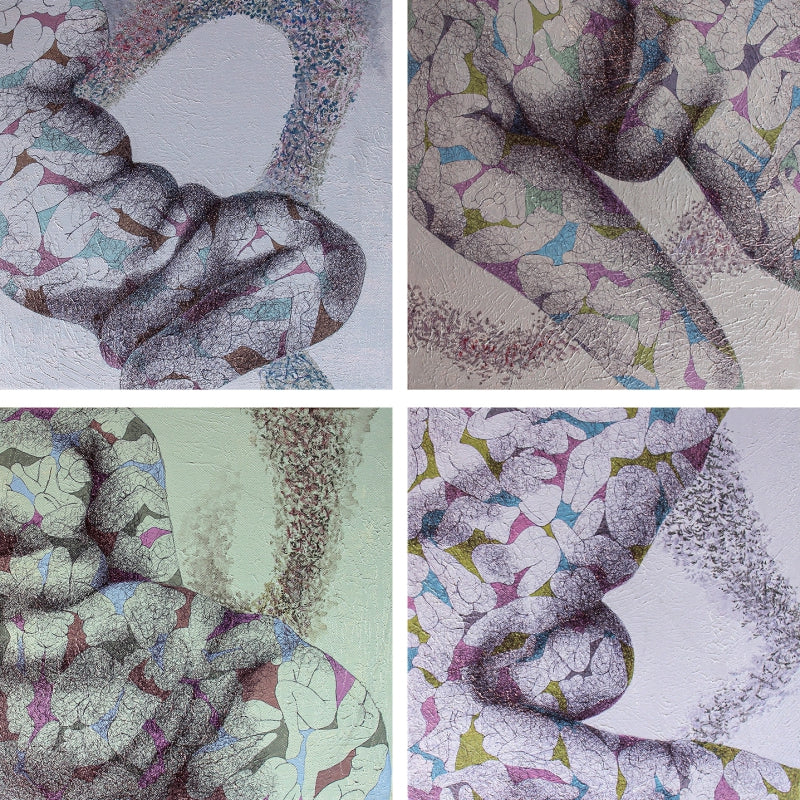 Antarlin Series 1' contemporary mixed-media painting by artist Mansi Sagar, 12x12 inch, on canvas