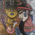 Religious mixed media painting titled 'Antaryami', 30x24 inches, by artist Krishna Ashok on Canvas