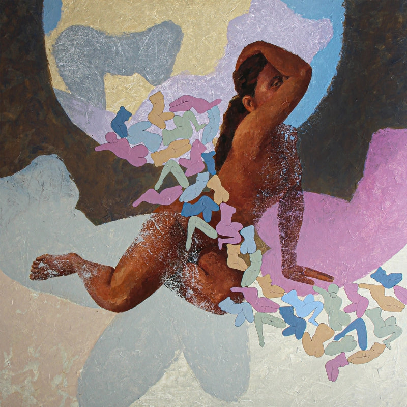 Anukta 6' nude acrylic painting by artist Mansi Sagar, 36x36 inch, on canvas