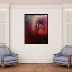 In-situ view of Pramod Kurlekar's 'Apollo (Moonlit Ride)' painting in a room