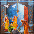 Aradhna' religious acrylic painting by artist Arjun Das, 42x36 inch, on canvas