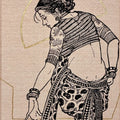 In The Arc Of Her Grace' figurative mixed-media painting by artist Ramchandra S Kharatmal, 30x24 inch, on jucard textile