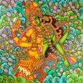 'Ardhanarishvara' religious acrylic painting by artist Manikandan Punnakkal, 58x58 inch, on canvas
