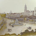 Cityscape pen ink painting titled 'Areal View Of Hutatma Chowk And Flora', 36x48 inches, by artist Aman A on Canvas