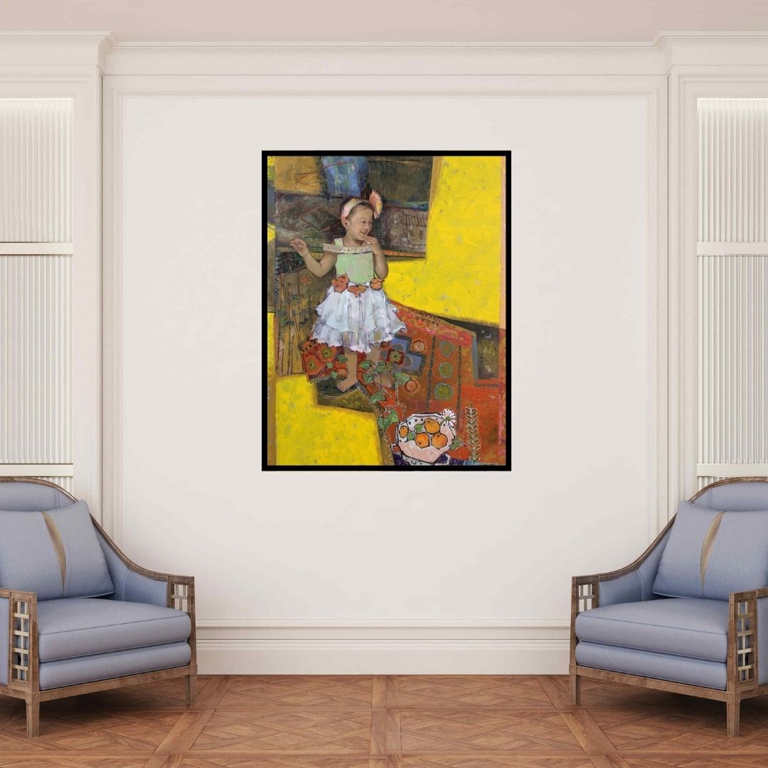 In-situ view of Shadab Kazi's 'Areeba' painting in a room