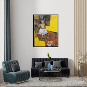 Preview of 'Areeba' Painting by Shadab Kazi shown on a wall in a furnished room.