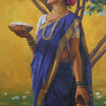 Arpan' figurative oil painting by artist Ramesh Nanware, 36x24 inch, on canvas