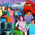 Figurative acrylic painting titled 'Arrivals', 60x96 inches, by artist Azizur Rahman on Canvas