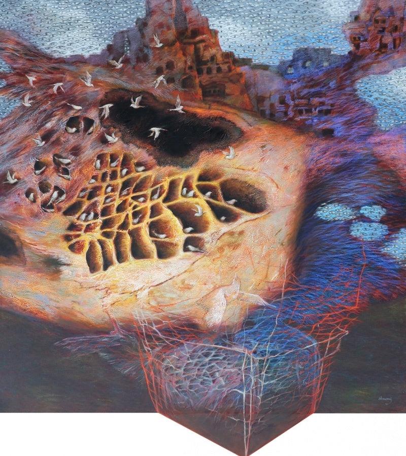 Nature mixed media painting titled 'As Within So Without 9', 68x76 inches, by artist Manoj Paturkar on Canvas