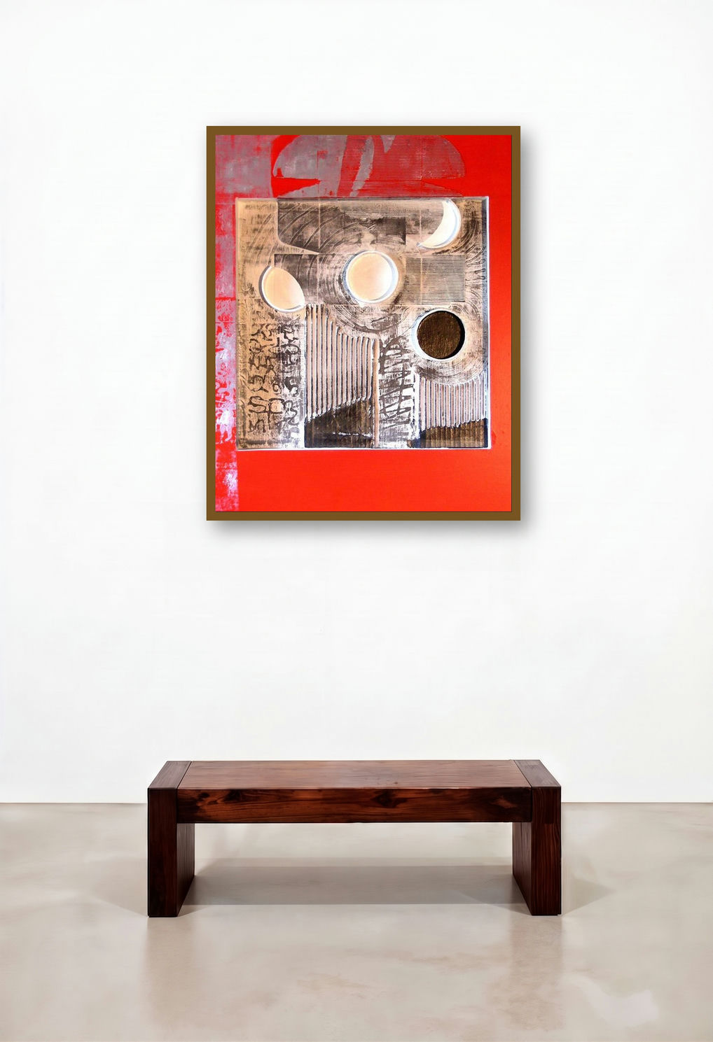 Assemblages I by artist Vivek Rao displayed in a Eclectic Home Office
