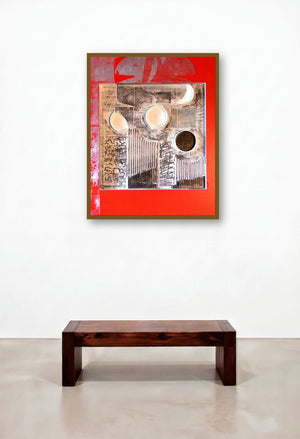 Assemblages I by artist Vivek Rao displayed in a Eclectic Home Office