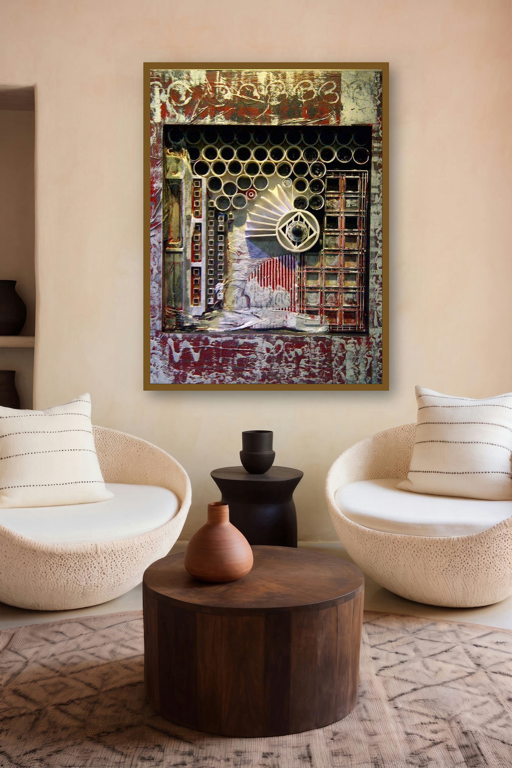 Assemblages Ix by artist Vivek Rao displayed in a Modern gallery