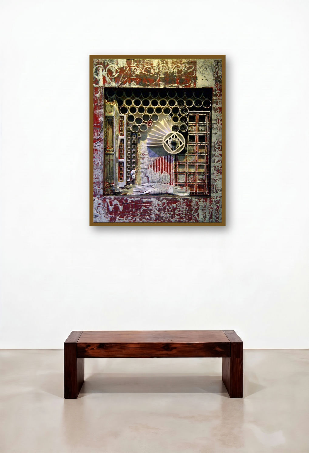 Assemblages Ix by artist Vivek Rao displayed in a Boutique Hotel Style Foyer