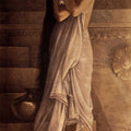 Figurative oil painting titled 'At The Bath', 36x20 inches, by artist Raja Ravi Varma Reproduction on Canvas