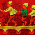 Athkheliya 14' figurative acrylic painting by artist Lakhan Singh Jat, 36x60 inch, on canvas