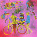 Athkheliya 15' figurative acrylic painting by artist Lakhan Singh Jat, 60x60 inch, on canvas