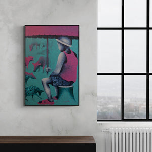 In-situ view of Lakhan Singh Jat's 'Athkheliyan 78' painting in a room