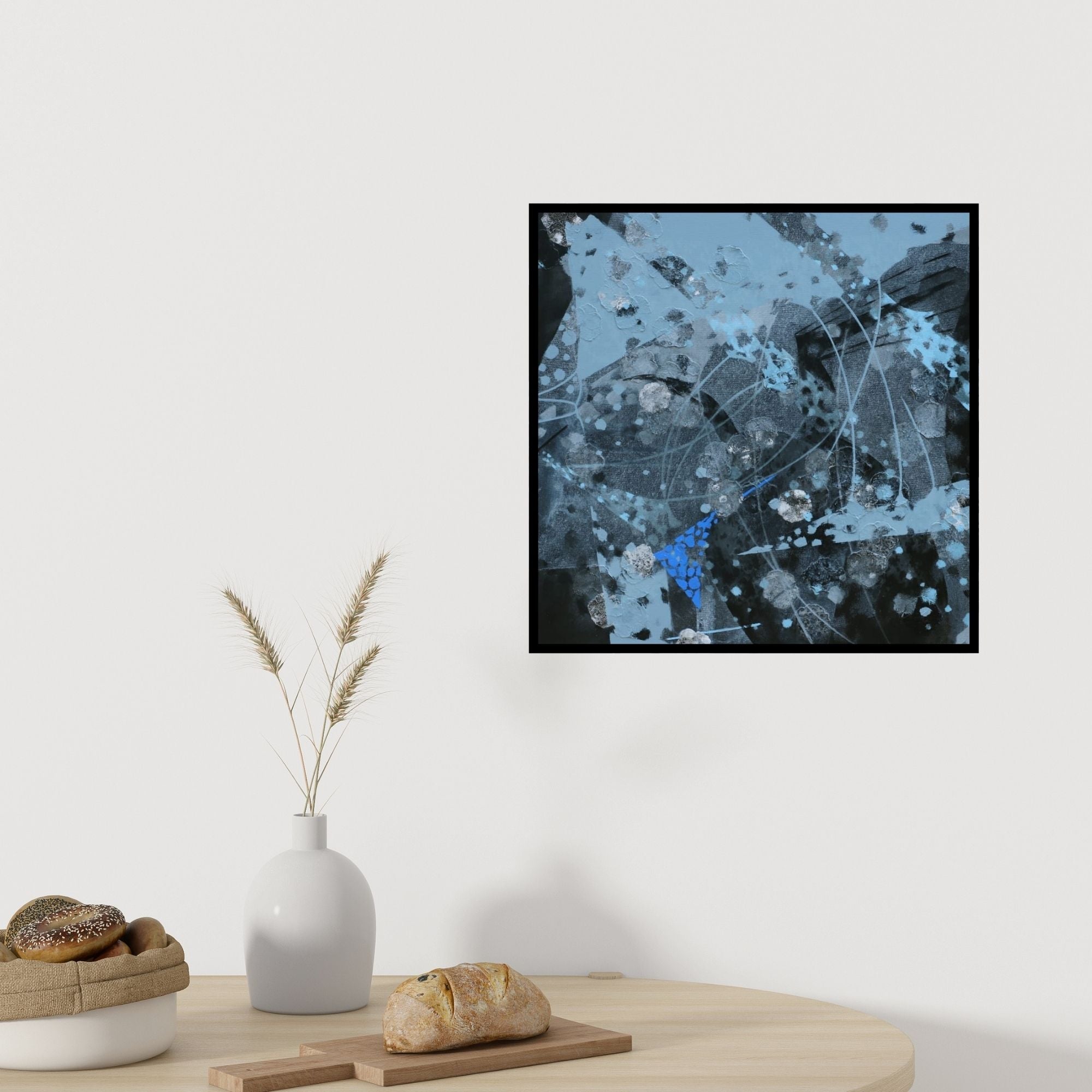 In-situ view of Asif Sharief Shaikh's 'Atmkhoj 6' painting in a room