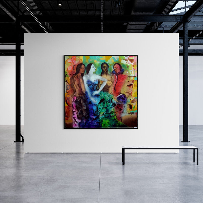 In-situ view of Madan Lal's 'Attitude 1' painting in a room