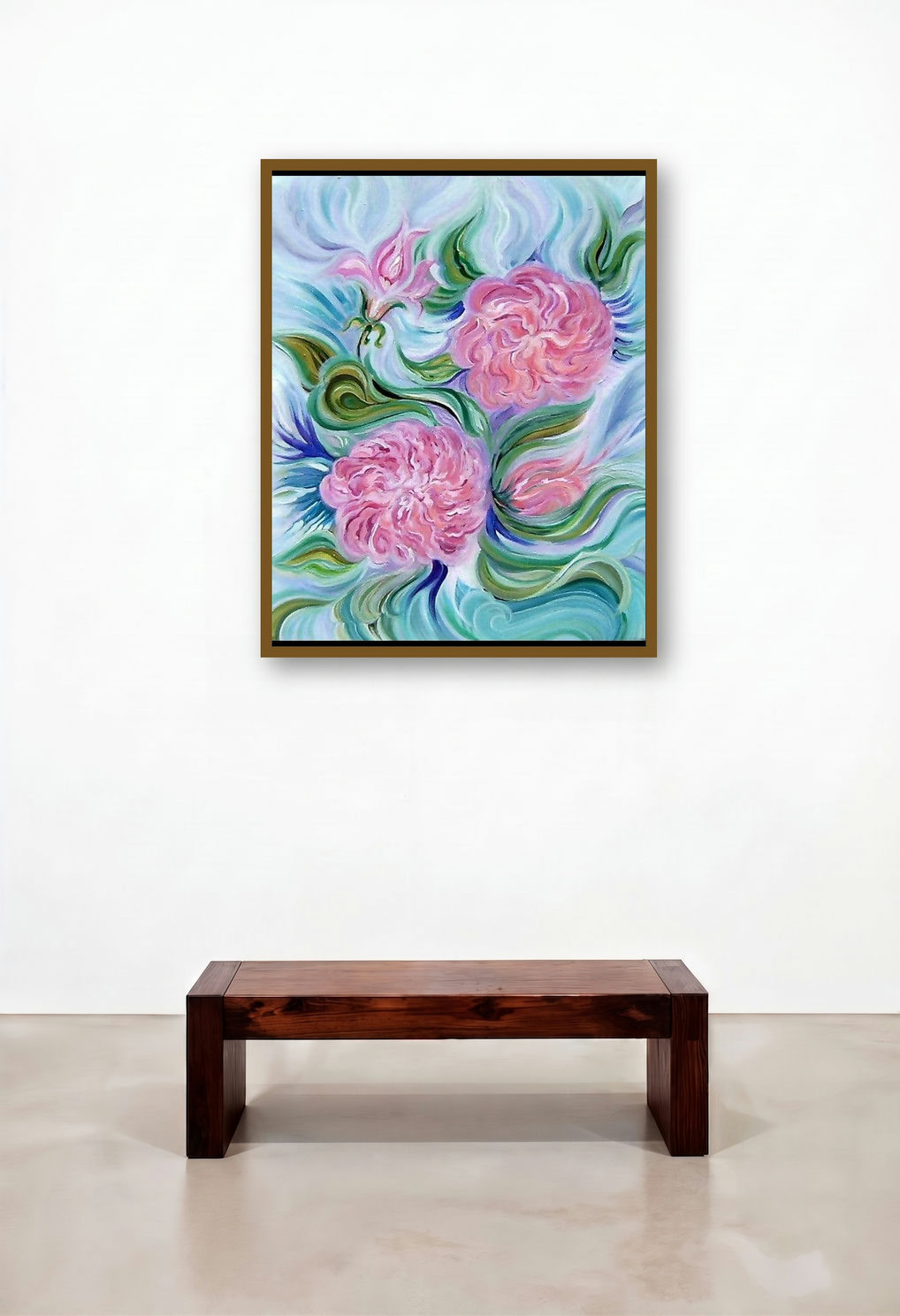Aura Of Roses (Celestial Bloom) by artist Manju Lamba displayed in a Traditional Penthouse