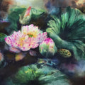 Nature watercolor painting titled 'Auspicious Lotus', 22x30 inches, by artist Puja Kumar on Paper