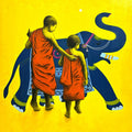 Auspicious Path' religious mixed-media painting by artist Yashpal Kamble, 40x40 inch, on canvas