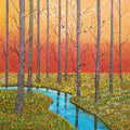 Autumn Whisper' nature acrylic painting by artist Anumitra Basu Mandal, 24x24 inch, on canvas