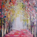 Impressionist oil painting titled 'Autumn1', 13x12 inches, by artist Kiran Bableshwar on Canvas