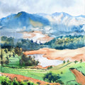 Landscape watercolor painting titled 'Avalanche Lake Ooty', 22x15 inches, by artist Lasya Upadhyaya on Paper