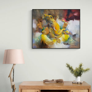 In-situ view of Namdev M Patil's 'Avighna (Ganesha: Bestower of Divine Blessings)' painting in a room