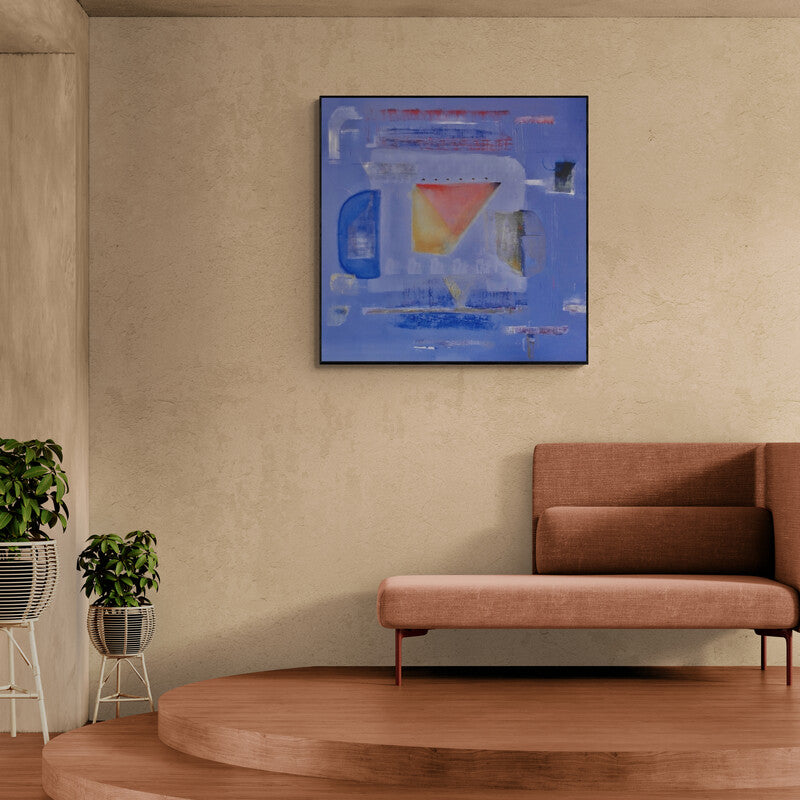 Preview of 'Avkaash 2 (Serene Horizon)' Painting by Prasad Mane shown on a wall in a furnished room.