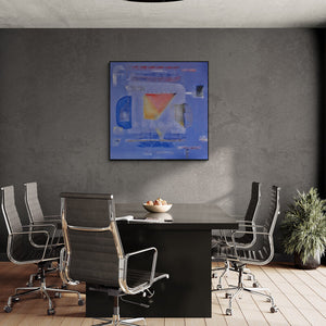 In-situ view of Prasad Mane's 'Avkaash 2 (Serene Horizon)' painting in a room