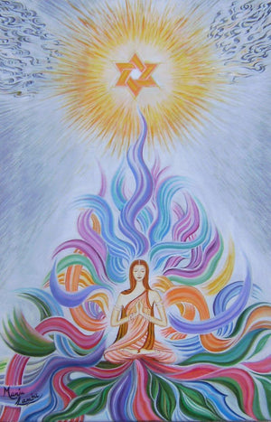 Awakened (Awakening Within) by Manju Lamba, Original Acrylic Figurative Painting on Canvas, Medium Vertical Wall Art
