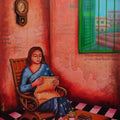'The Awareness' figurative mixed-media painting by artist Pallavi Dutta, 20x16 inch, on paper
