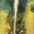 Axis Of Light' abstract acrylic painting by artist Dilip Mali, 67x34 inch, on canvas