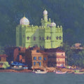 Cityscape oil painting titled 'Azaan', 16x18 inches, by artist Paresh Thukrul on Canvas