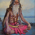 Religious acrylic painting titled 'Baba', 18x14 inches, by artist Sanjay Dorlikar on Canvas