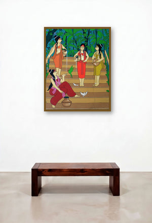 Babble (A Moment of Tranquility**) by artist Chetan Katigar displayed in a Boutique Hotel Style Bedroom