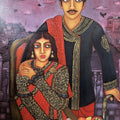 'Babu And Bibi' figurative acrylic painting by artist Piyali Sarkar, 30x24 inch, on canvas