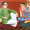 Figurative acrylic painting titled 'Babu And Bibi 7', 24x30 inches, by artist Gautam Mukherjee on Canvas
