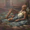 Figurative oil painting titled 'Babubhai', 42x48 inches, by artist Abhijeet Patole on Canvas