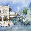 Cityscape watercolor painting titled 'Babulnath temple', 22x15 inches, by artist Swapnil Mhapankar on Handmade Paper