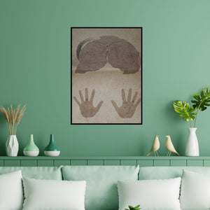 Preview of 'Back To Nature 6 (The Hand of Destiny)' Painting by Chandrakant Halyal shown on a wall in a furnished room.