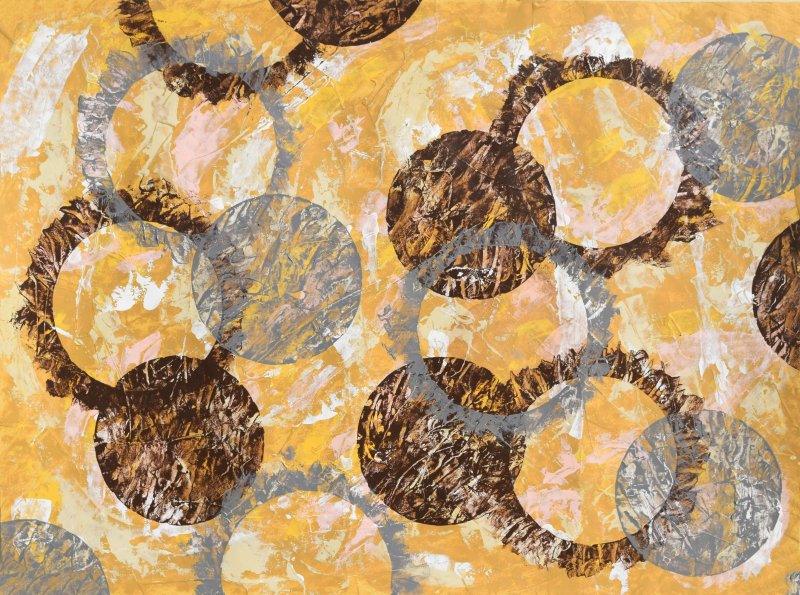 Abstract acrylic painting titled 'Backlet', 23x31 inches, by artist Sumit Mehndiratta on Paper