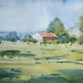 Landscape watercolor painting titled 'Backside of Mihan', 12x18 inches, by artist Ghanshyam Dongarwar on cold pressed