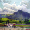 Landscape watercolor painting titled 'Badlapur Lake', 11x14 inches, by artist RAKESH SURYAWANSHI on Paper