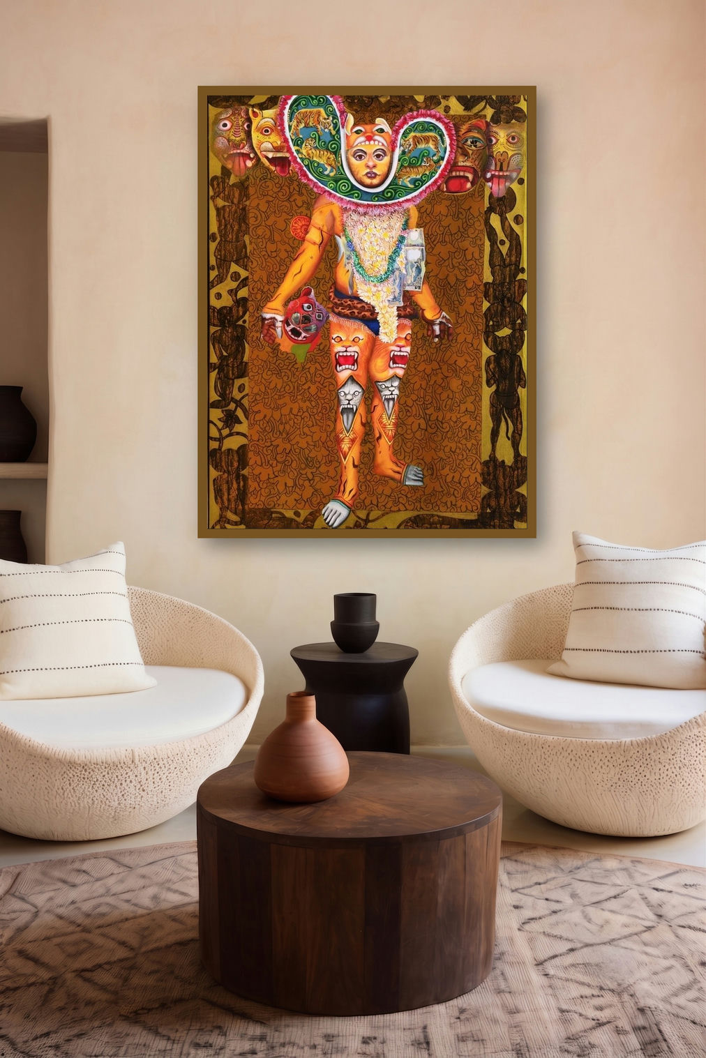 Bagha Nacha (The Enigmatic Performer) by artist Kanha Behera displayed in a Museum Style gallery