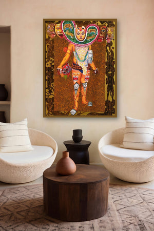Bagha Nacha (The Enigmatic Performer) by artist Kanha Behera displayed in a Museum Style gallery